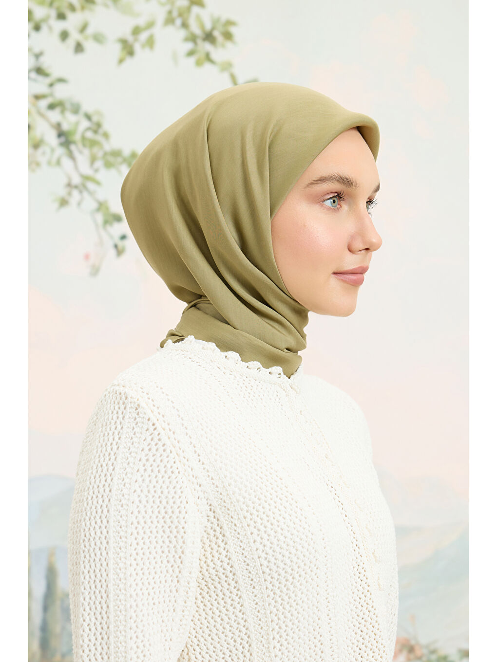 Yeşil Floş Viskon Düz Eşarp Adaçayı-4