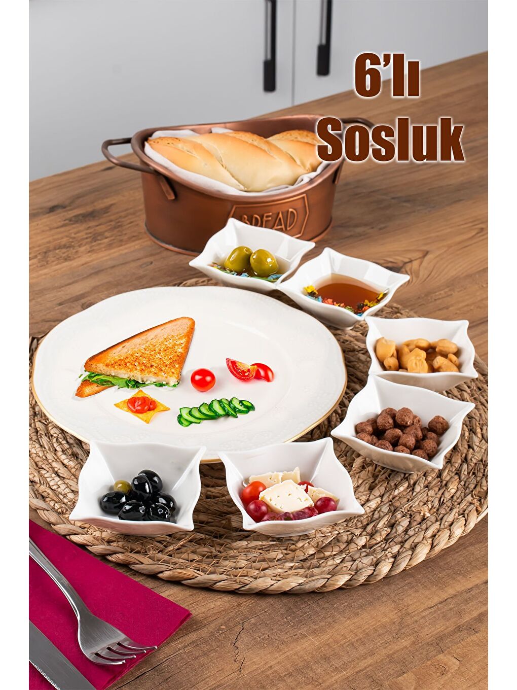 Porsima Beyaz Bone 15698 6'lı Sunumluk Kase