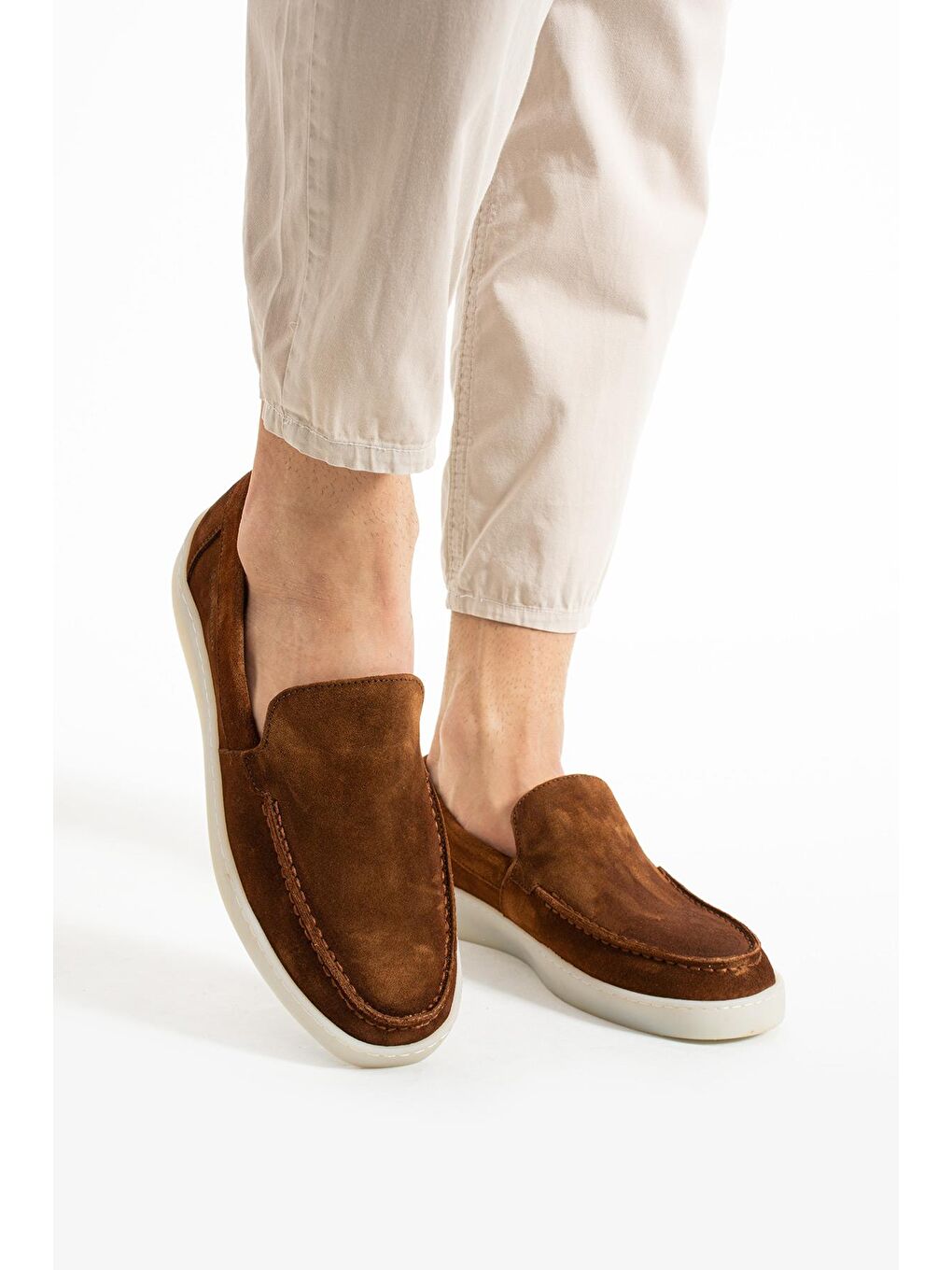 Kahverengi Borika Hakiki Deri Taba Süet Erkek Ayakkabı-2