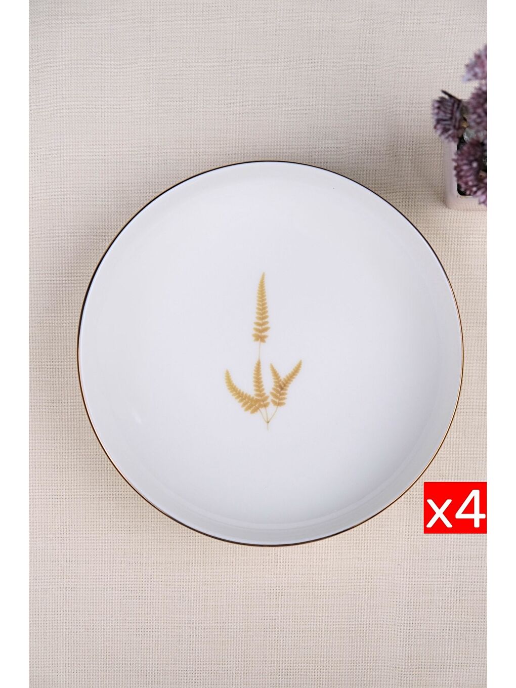 Karışık Porselen Natura Marinum Altın Yaldız Çukur Tabak 18,50cm 4 lü