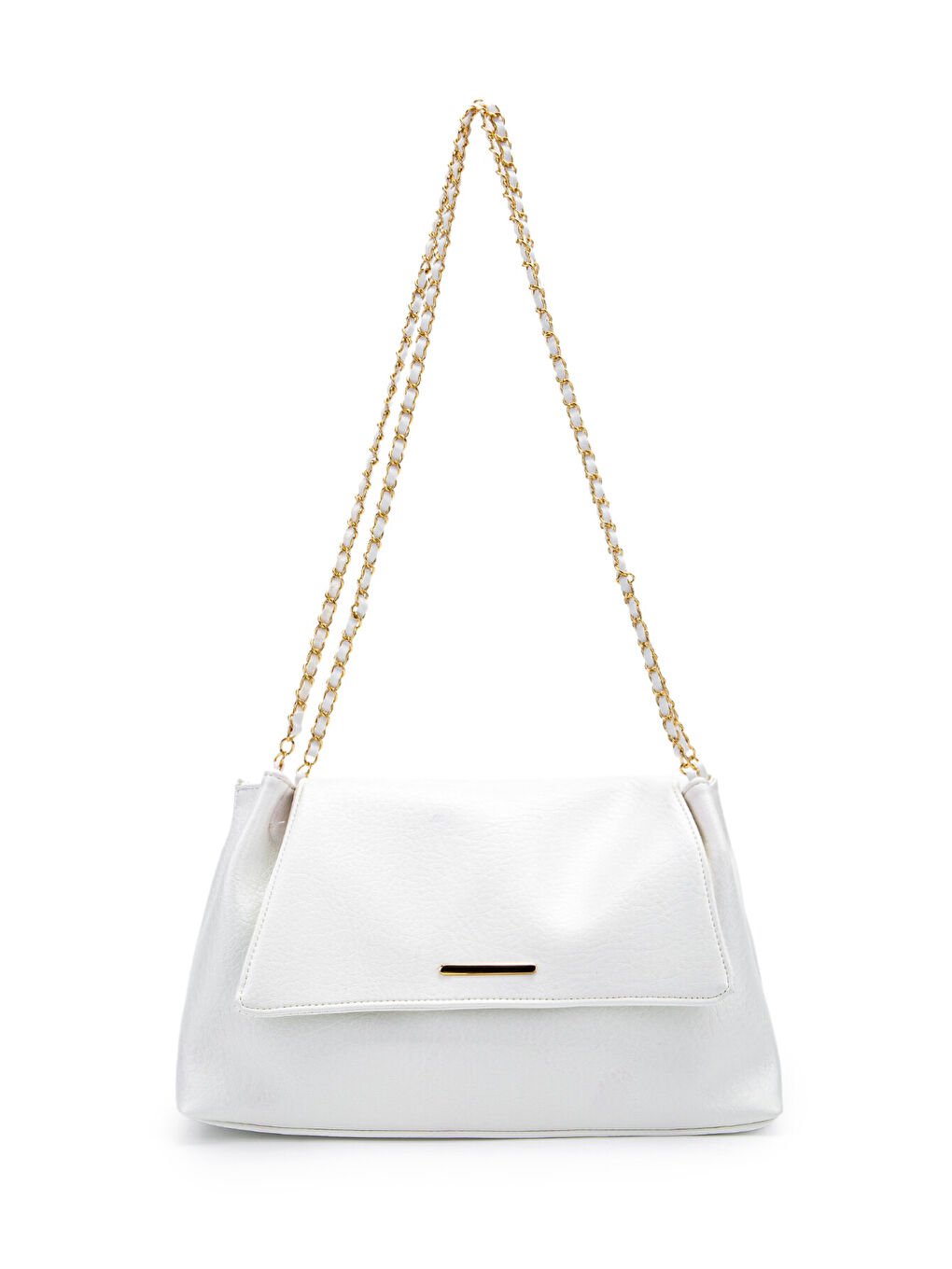 Kapaklı Zarif Tasarım Sarrah Kadın Omuz Çanta Beyaz