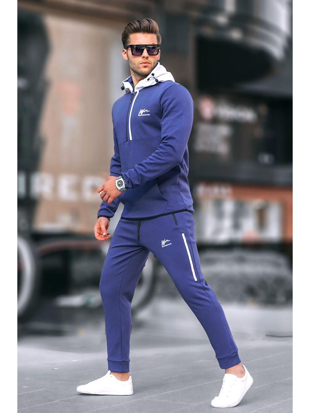 Lacivert Fermuarlı Kapüşonlu Erkek Eşofman Takımı 6843