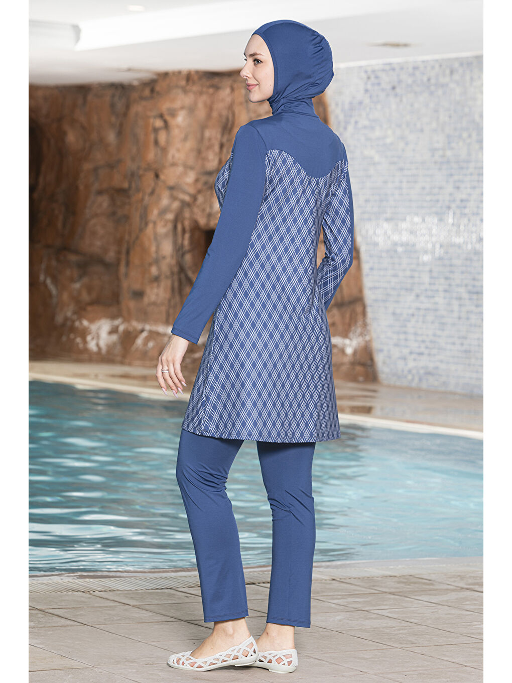 Elastanlı Tam Kapalı Tesettür Mayo 1272 Mavi-1