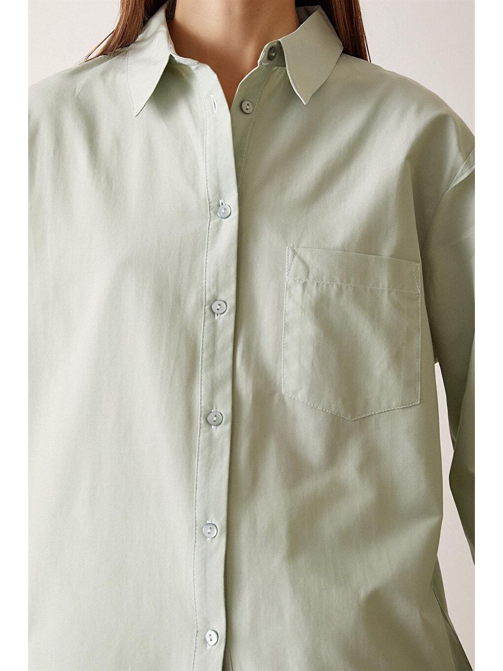 Yeşil Pamuklu Klasik Gömlek-1