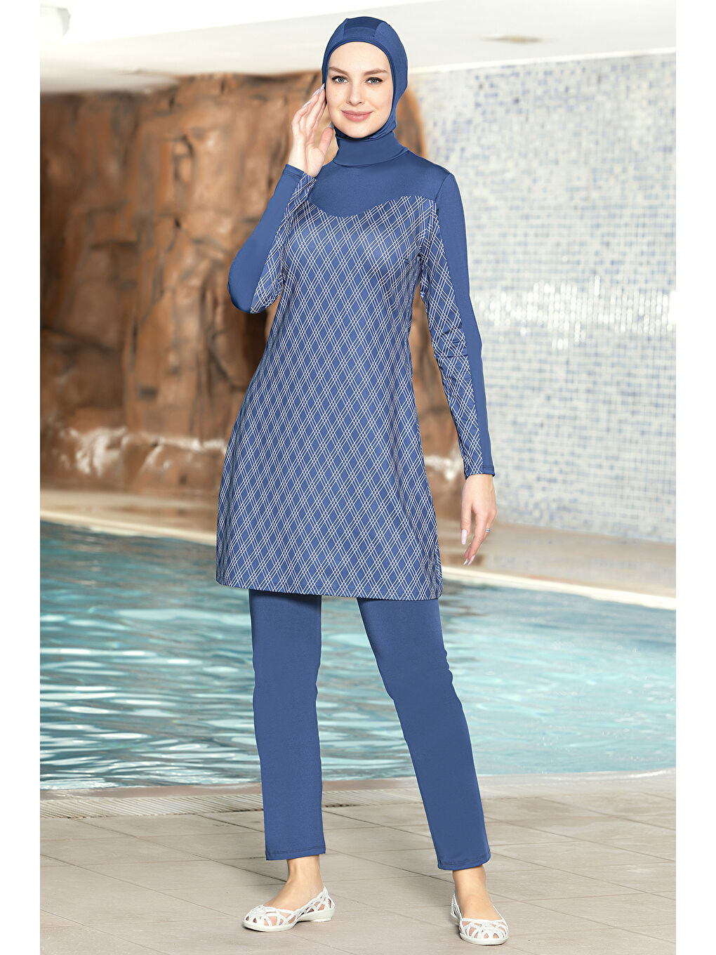 Elastanlı Tam Kapalı Tesettür Mayo 1272 Mavi-3