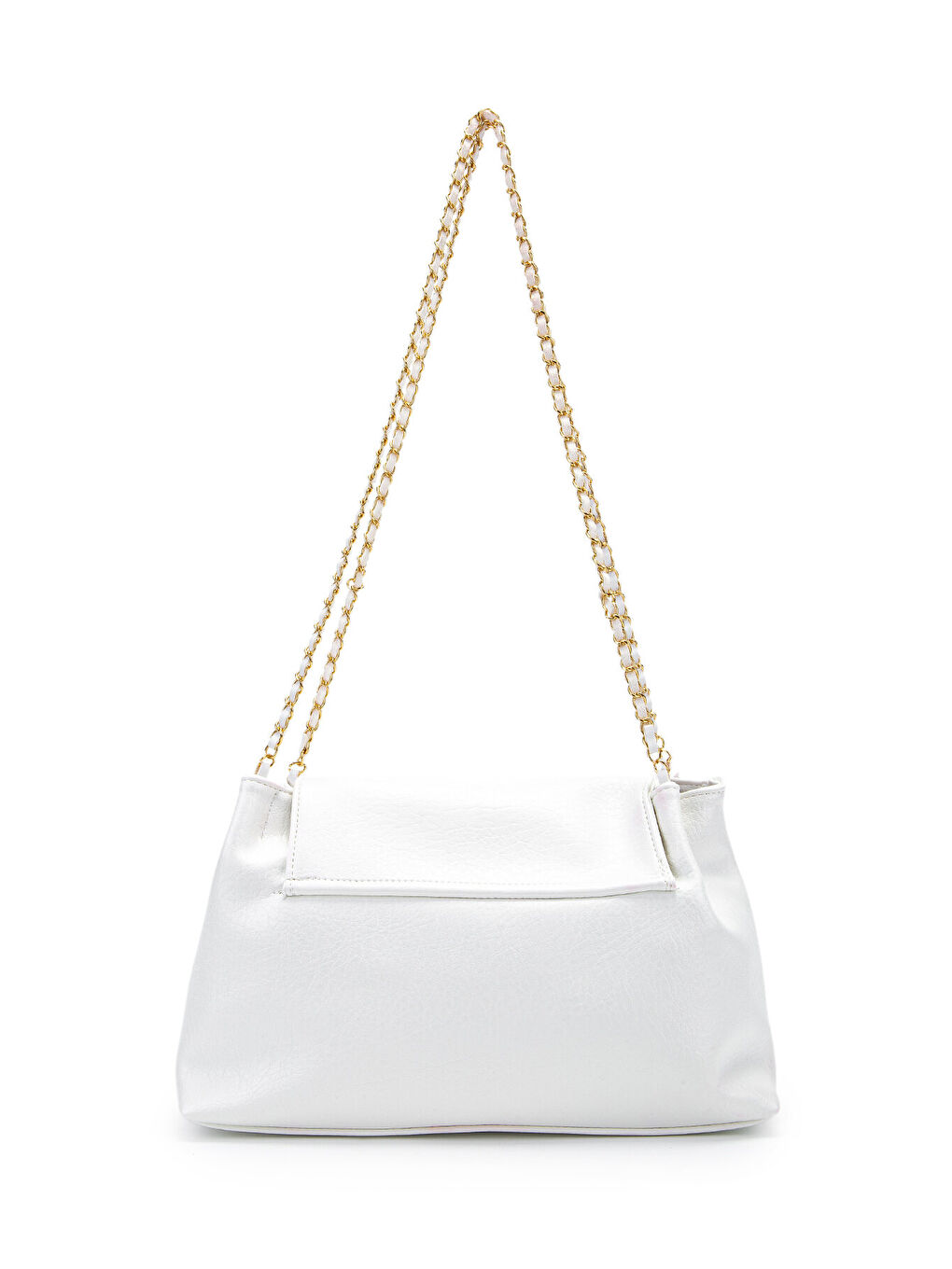 Kapaklı Zarif Tasarım Sarrah Kadın Omuz Çanta Beyaz-2