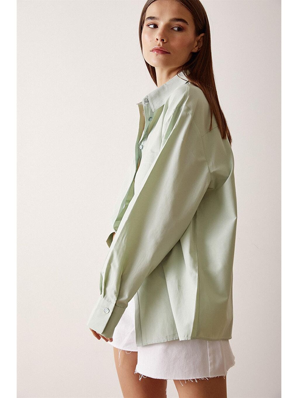 Yeşil Pamuklu Klasik Gömlek-3