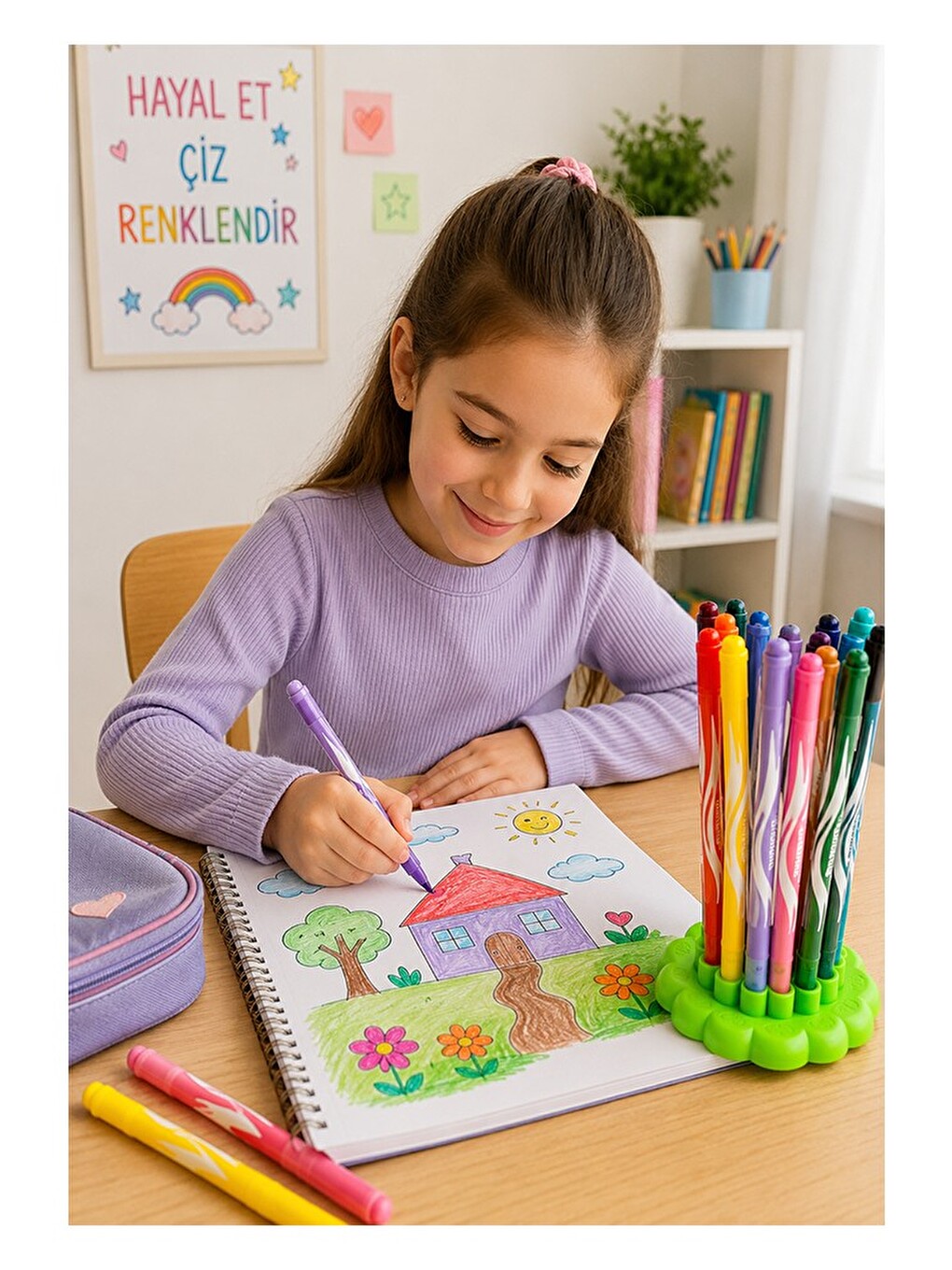 Keçeli Kalem 12 Renk 1 Paket Maped 12 Li Keçeli Kalem Canlı Renkler Standlı İnnovation Jungle Color-3