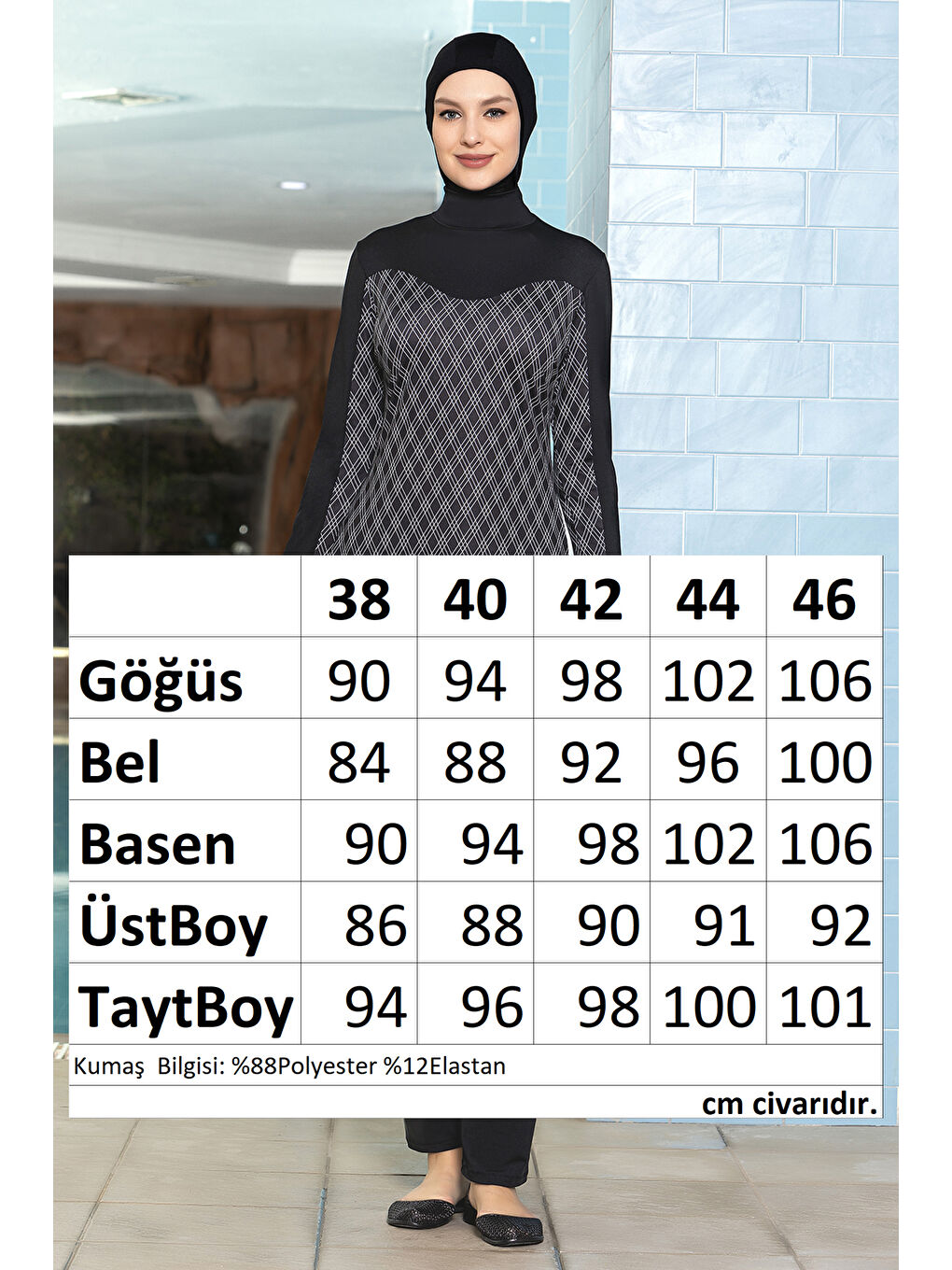 Elastanlı Tam Kapalı Tesettür Mayo 1272 Siyah-2
