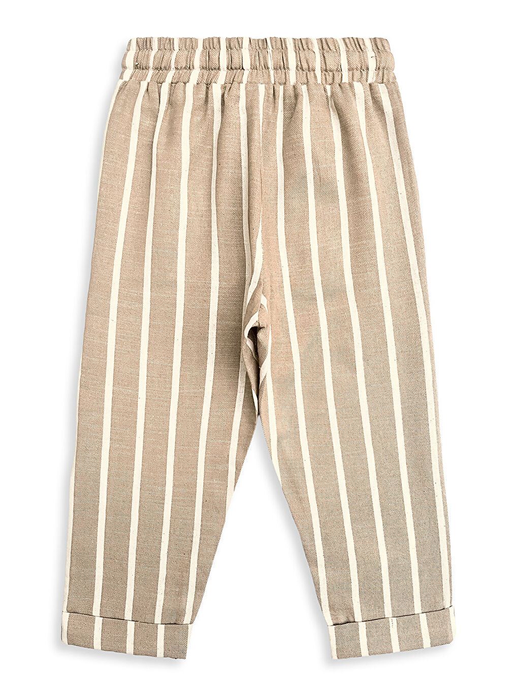 Kahverengi Erkek Çocuk Takım Motosiklet T-Shirt Ve Çizgili Keten Görünümlü Yazlık Pantolon-8