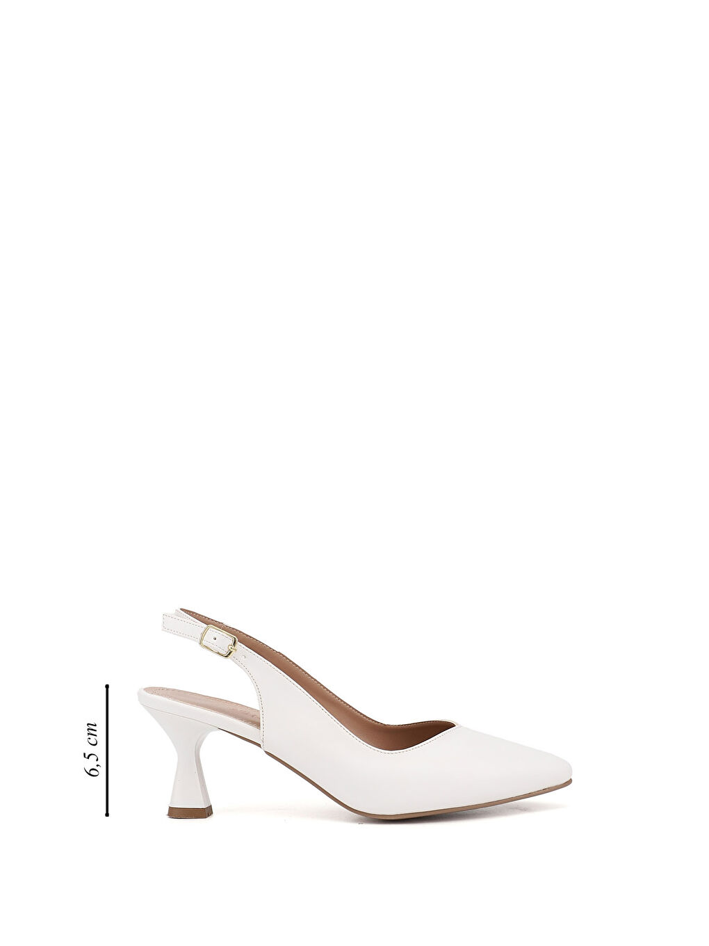 Beyaz Kadın CANLI BEYAZ Sivri Burun Kadeh Ökçe Arkası Açık Ayakkabı-1