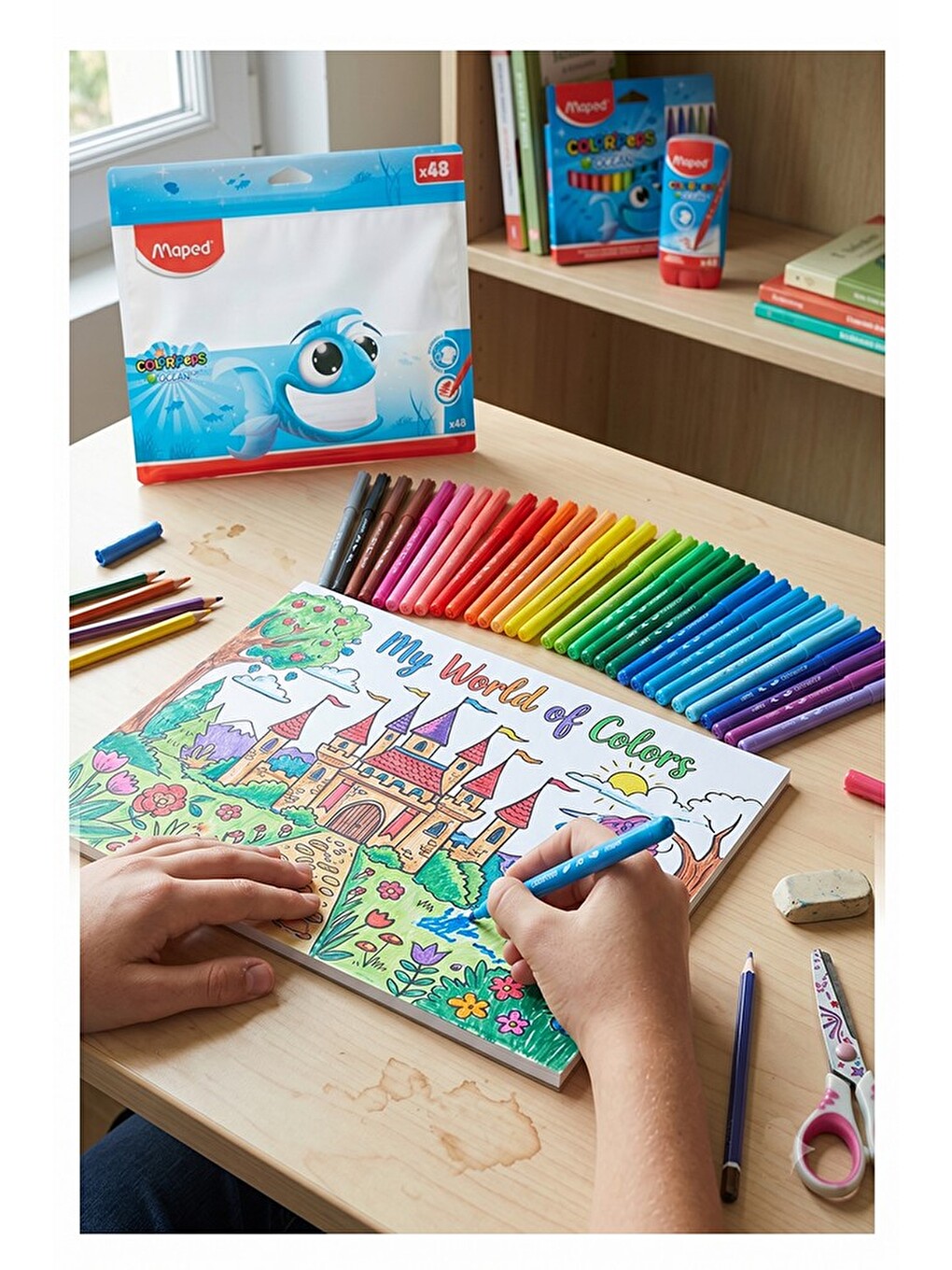 Keçeli Kalem 48 Renk 1 Paket Maped 48 Li Keçeli Kalem Canlı Ve Parlak Renkler Ocean Color Peps Yıkan-1
