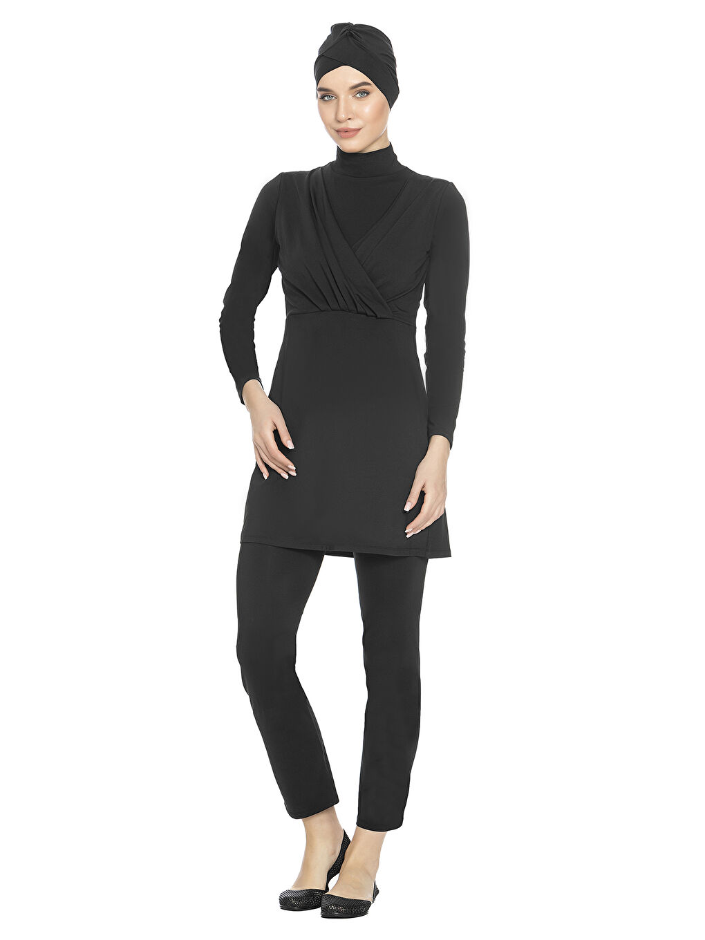 Büyük Beden Elastanlı Tam Kapalı Tesettür Mayo 1285 Siyah-3