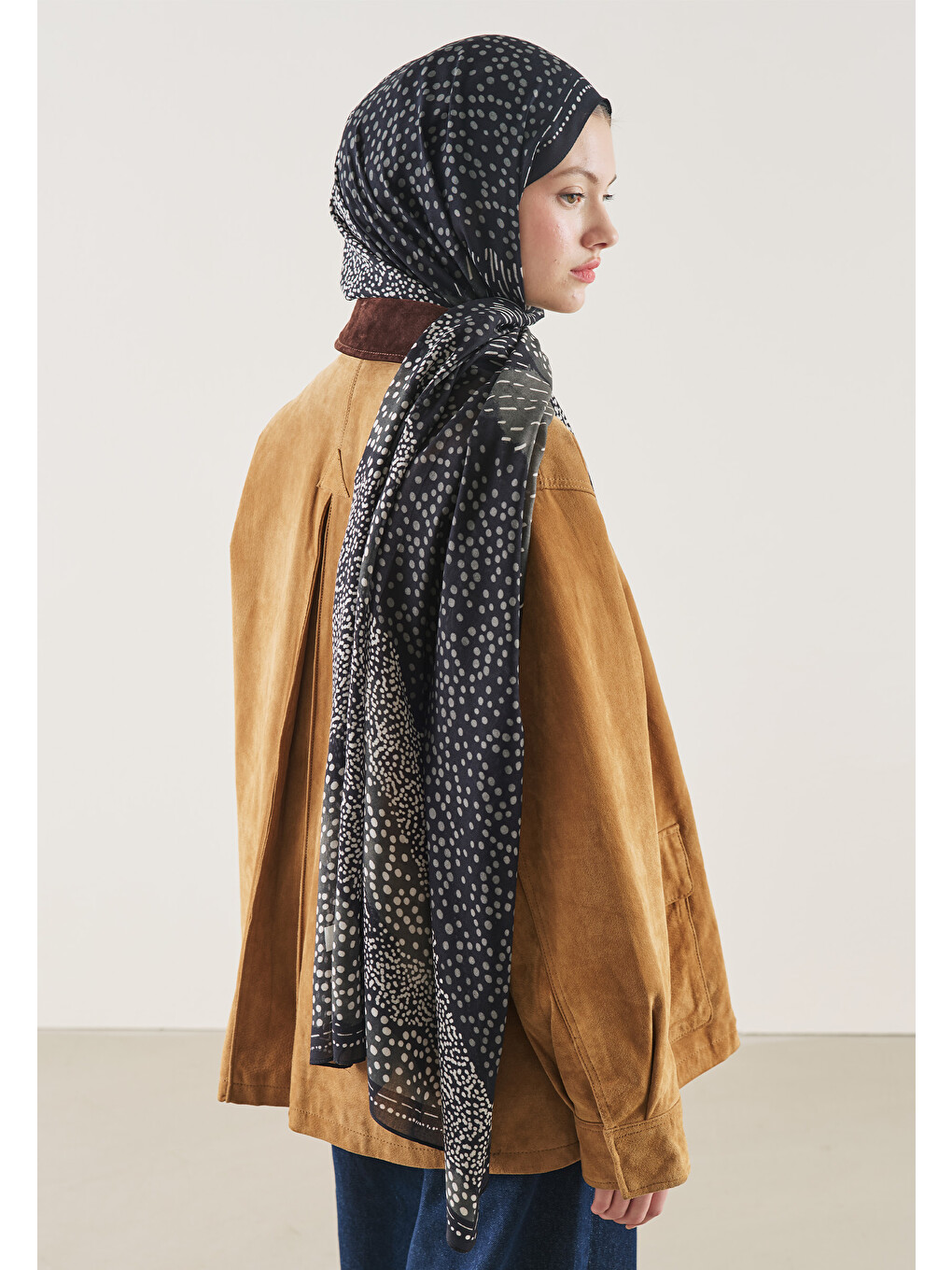 Dot Elegance Desen Rami Şal Siyah-3
