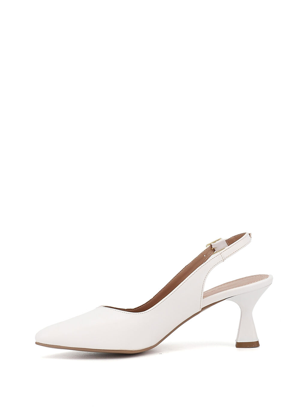 Beyaz Kadın CANLI BEYAZ Sivri Burun Kadeh Ökçe Arkası Açık Ayakkabı-4