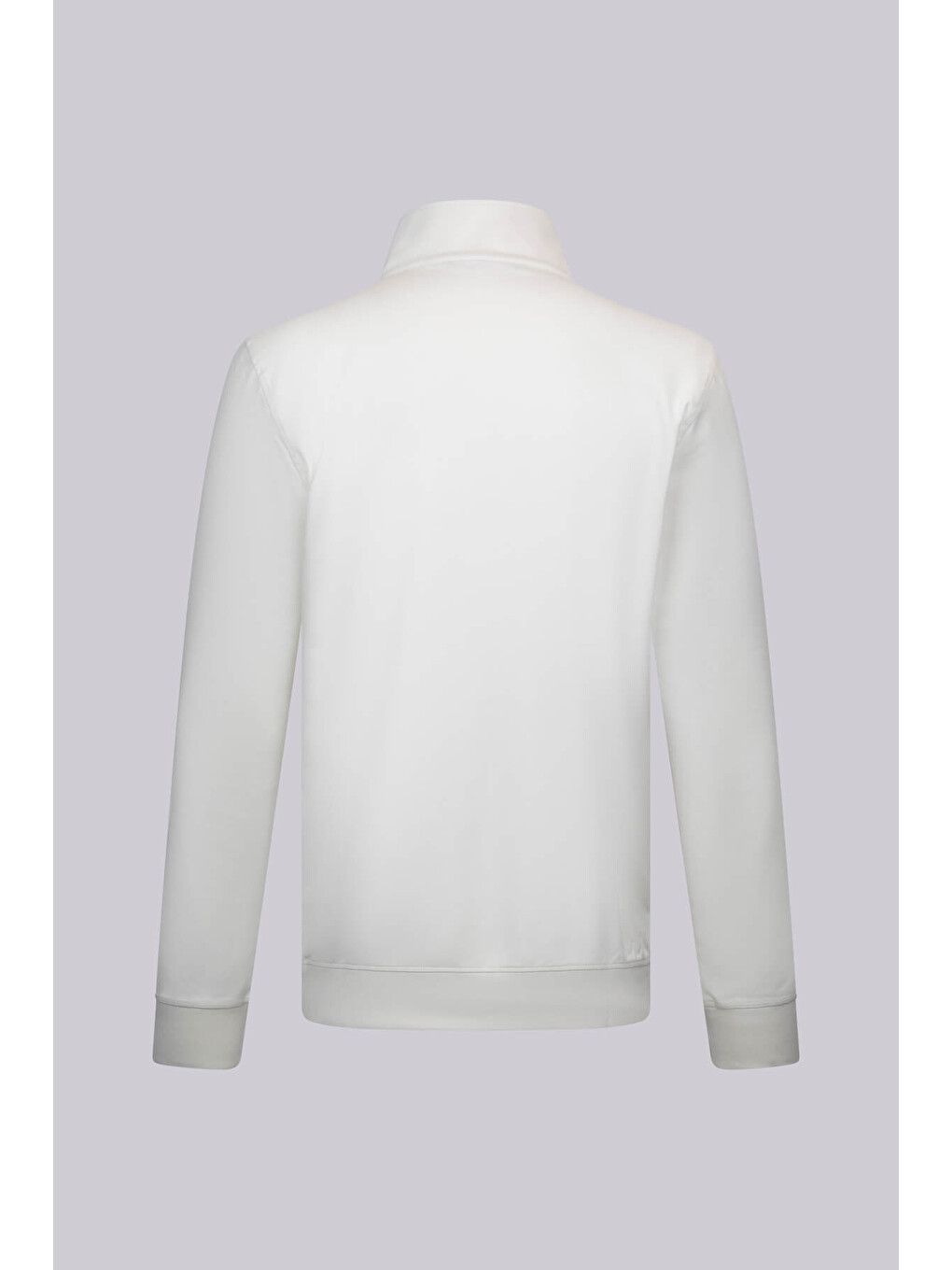 Beyaz Regular Fit Fermuarlı Yarım Balıkçı Yaka Pamuklu Sweatshirt-1