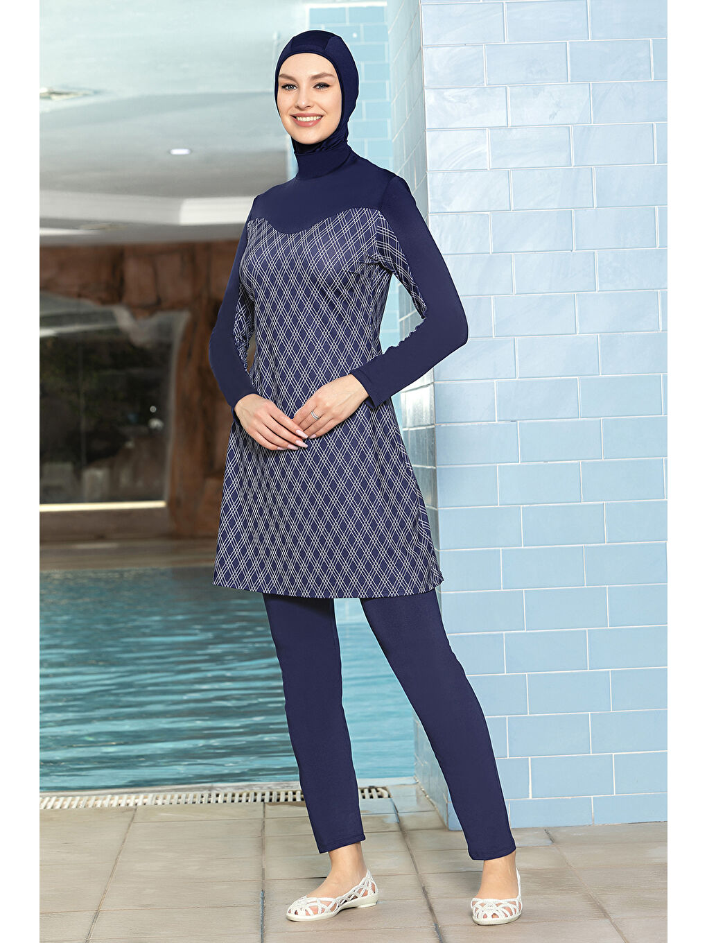 Elastanlı Tam Kapalı Tesettür Mayo 1272 Lacivert