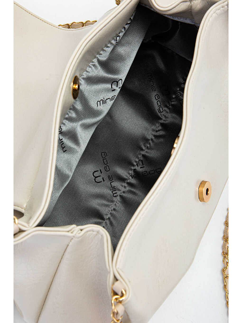 Ekru Kapaklı Zarif Tasarım Sarrah Kadın Omuz Çanta Krem-3