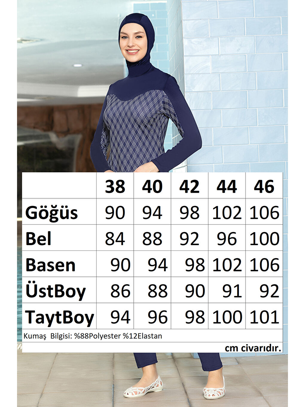 Elastanlı Tam Kapalı Tesettür Mayo 1272 Lacivert-2