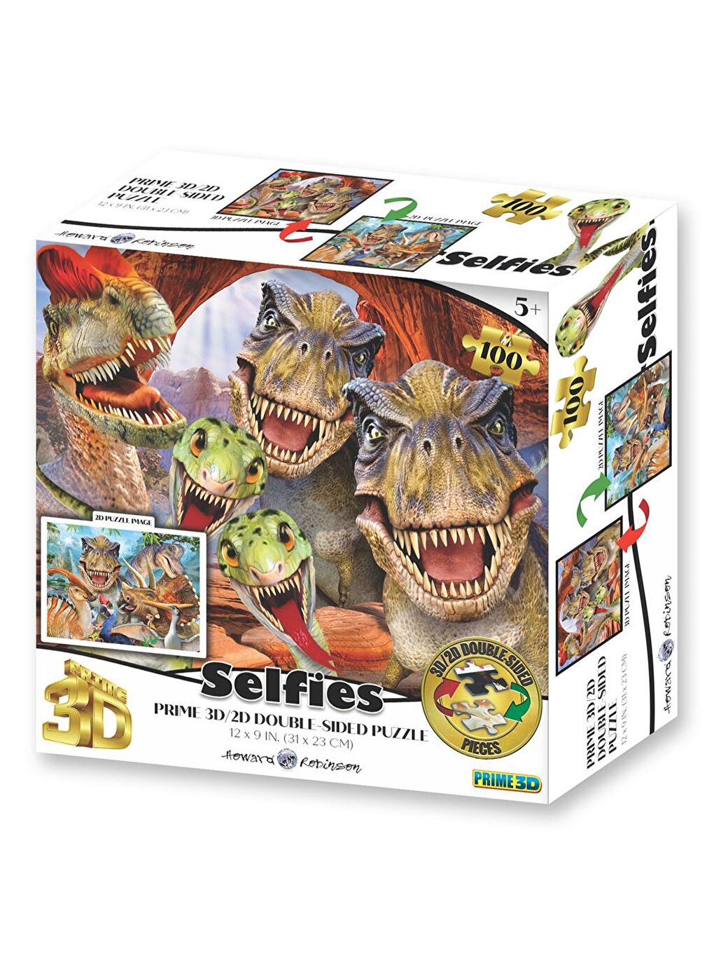 Dinozorlar Selfie Çift Taraflı Puzzle 100 Parça 15037