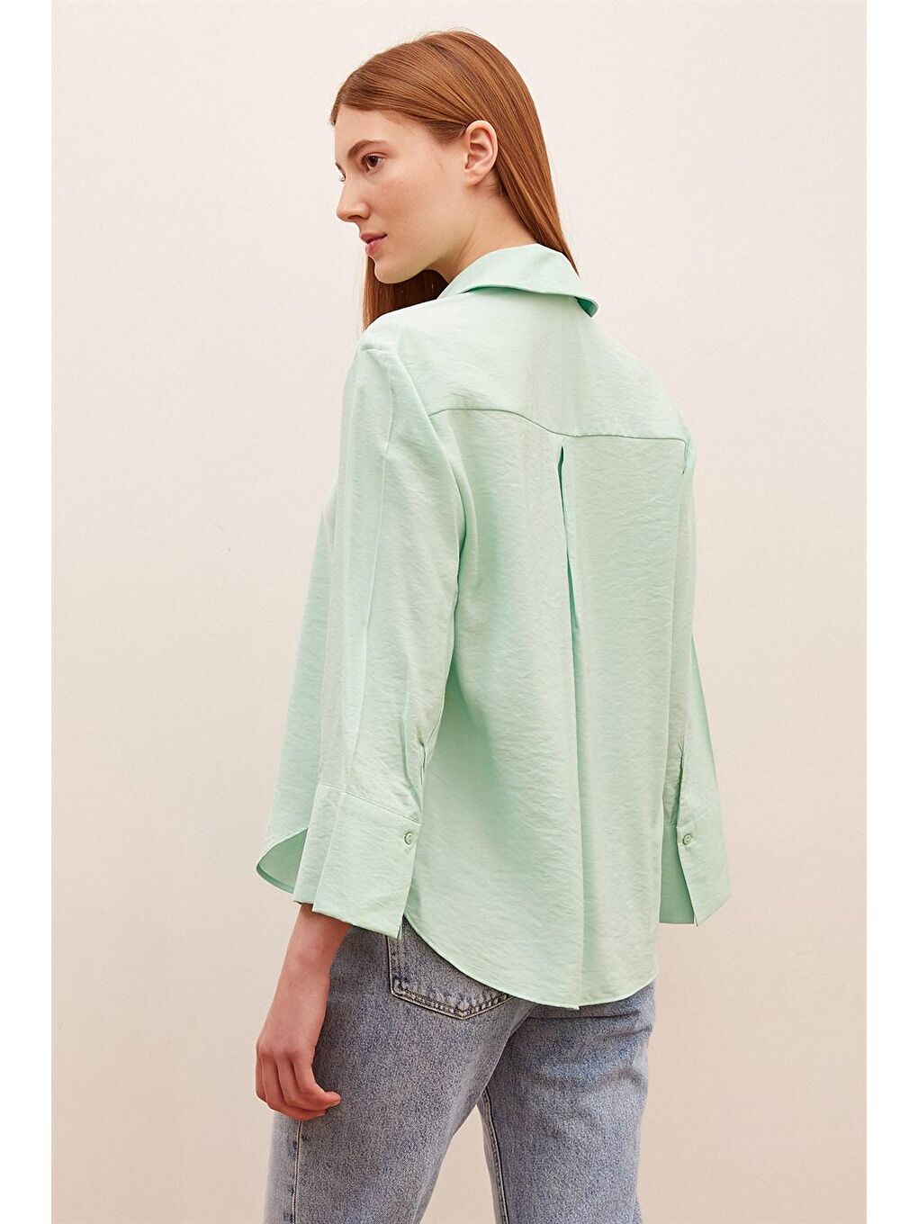 Yeşil Sofia Saten Gömlek-5