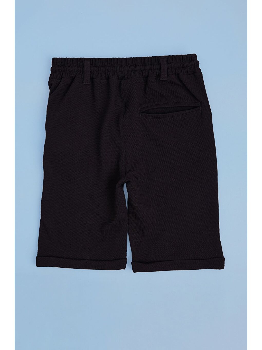 Siyah Beli Lastikli Duble Paça Erkek Çocuk Şort-1