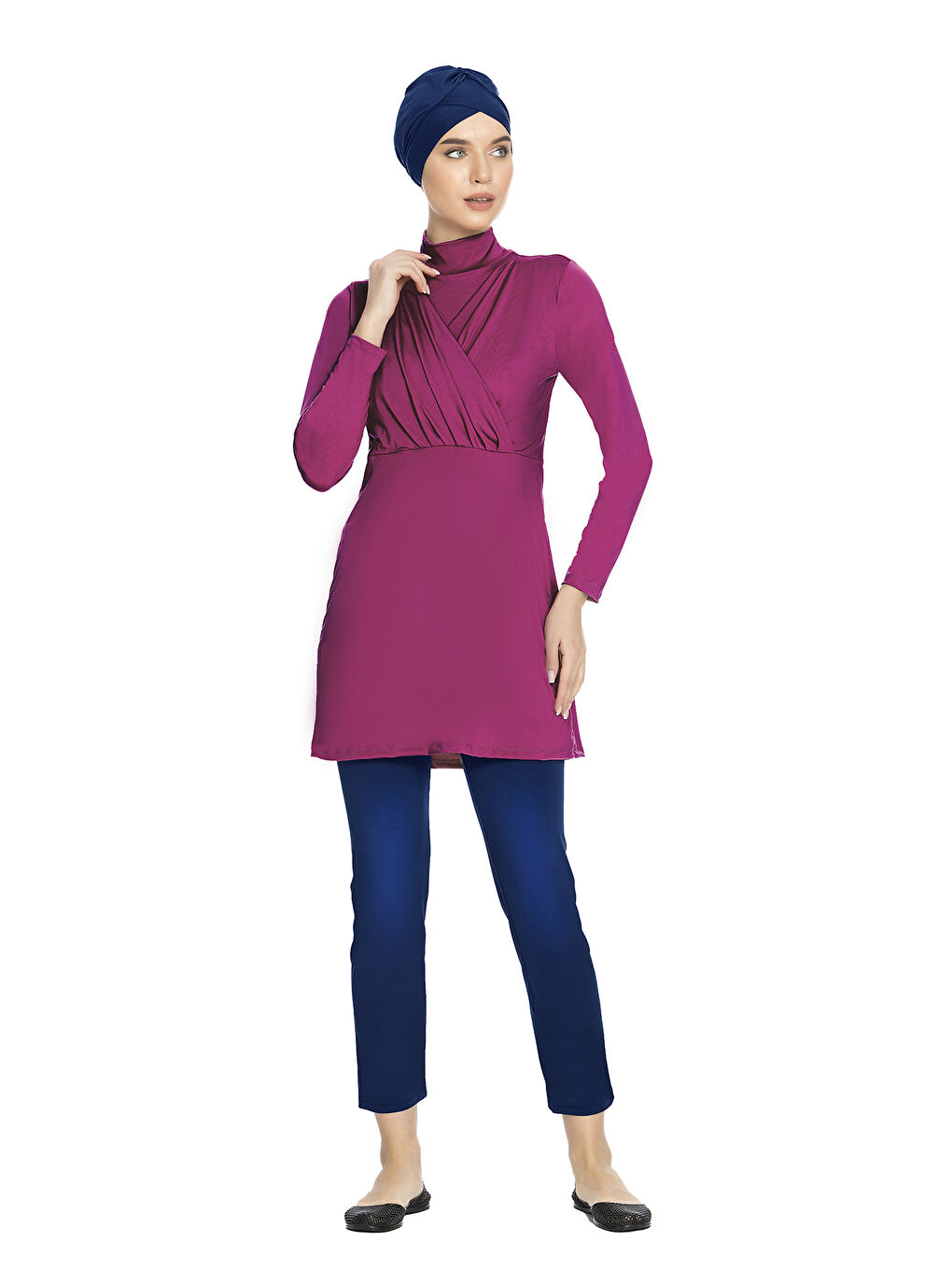 Büyük Beden Elastanlı Tam Kapalı Tesettür Mayo 1285 Fuşya