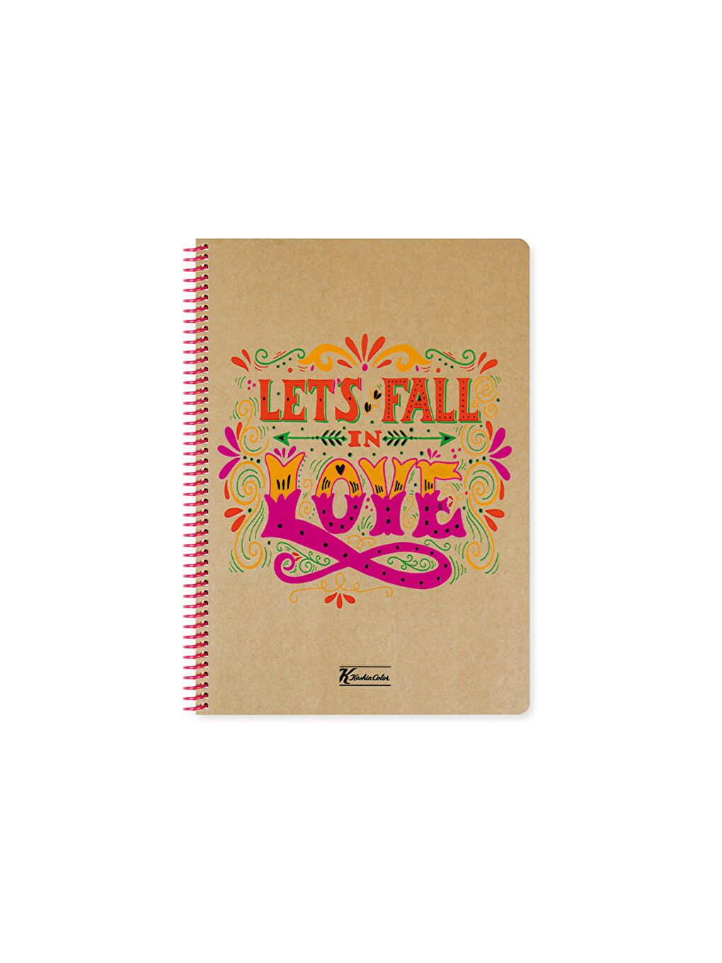 Keskin Color Çizgisiz Spiralli Sert Kapak Defter Doodles Love