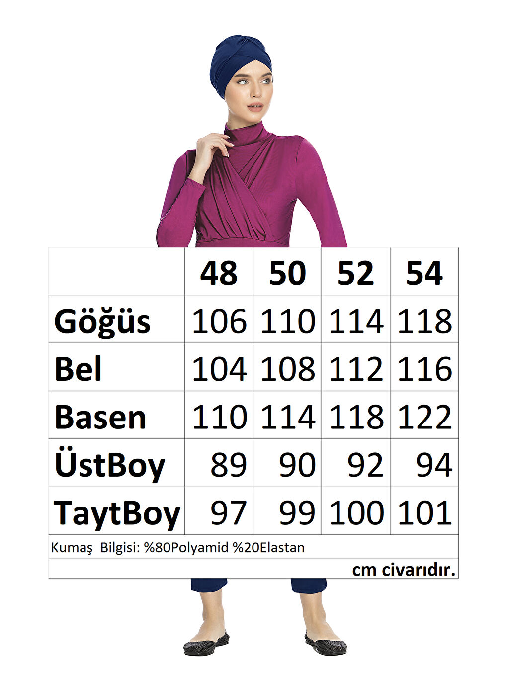 Büyük Beden Elastanlı Tam Kapalı Tesettür Mayo 1285 Fuşya-2