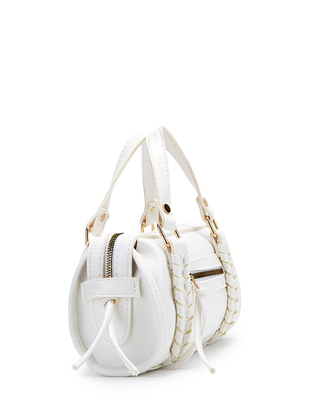 Örgü Ve Sarkıt Detaylı Jimmy Kadın Çapraz Çanta Beyaz-1