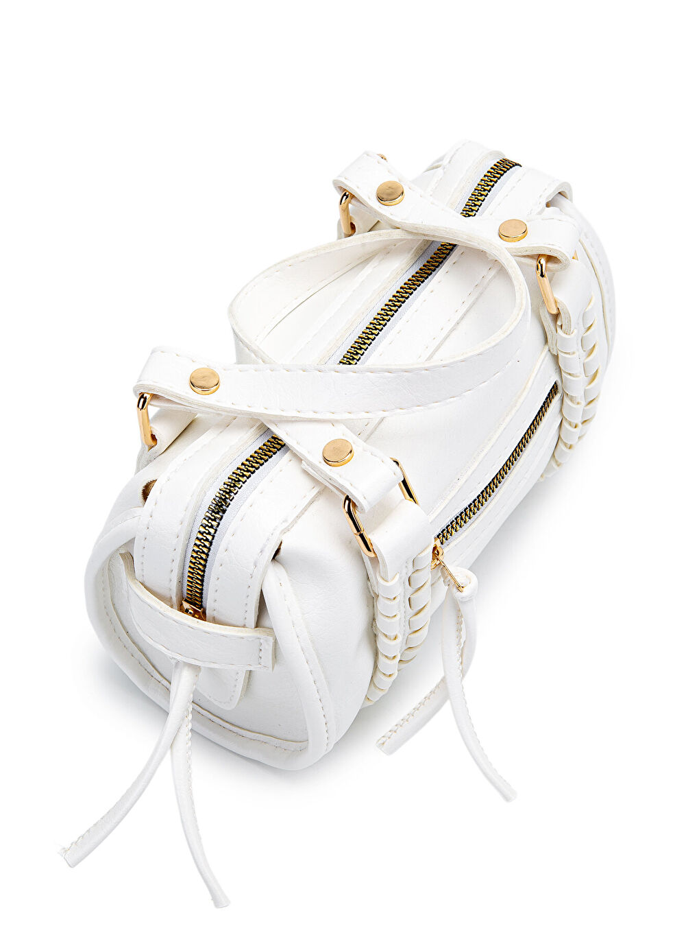 Örgü Ve Sarkıt Detaylı Jimmy Kadın Çapraz Çanta Beyaz-2