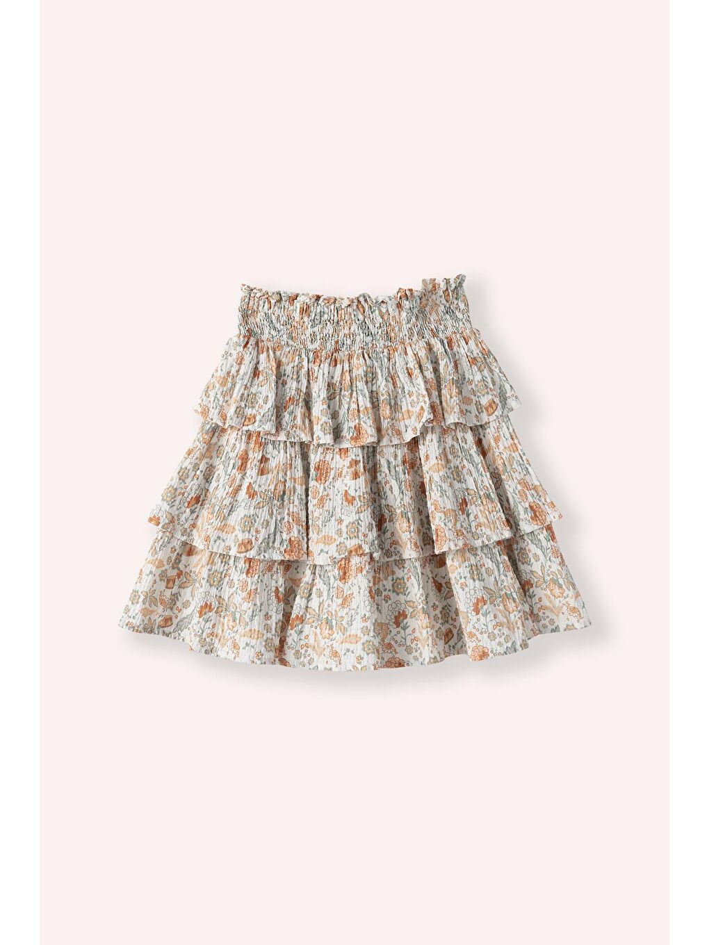 Kız Çocuk Desenli Etek Ekru-1