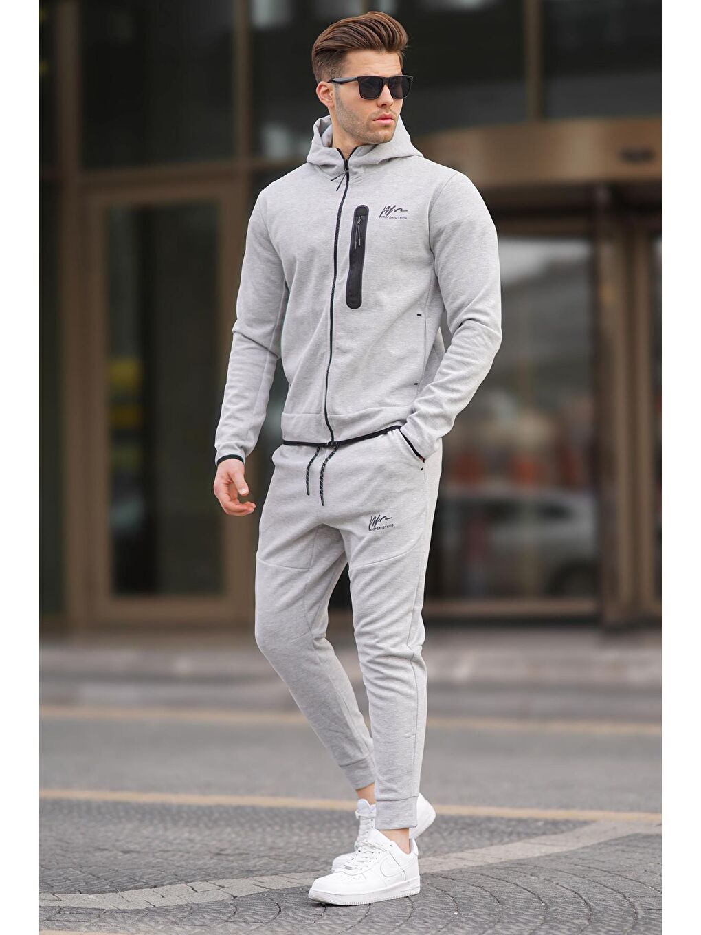 Gri Baskılı Regular Fit Erkek Eşofman Takımı