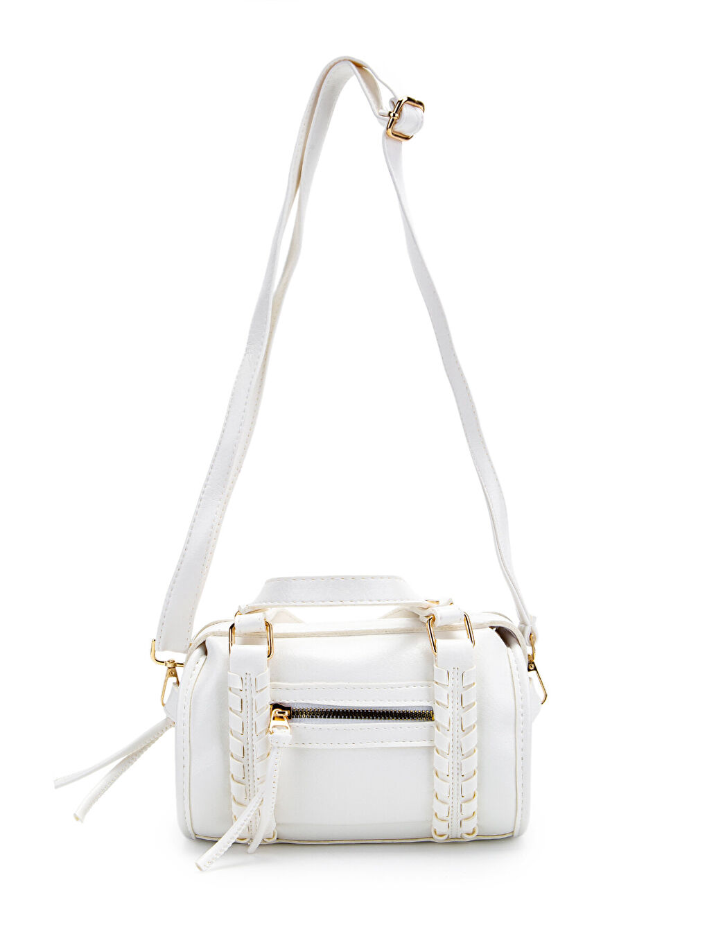 Örgü Ve Sarkıt Detaylı Jimmy Kadın Çapraz Çanta Beyaz-3