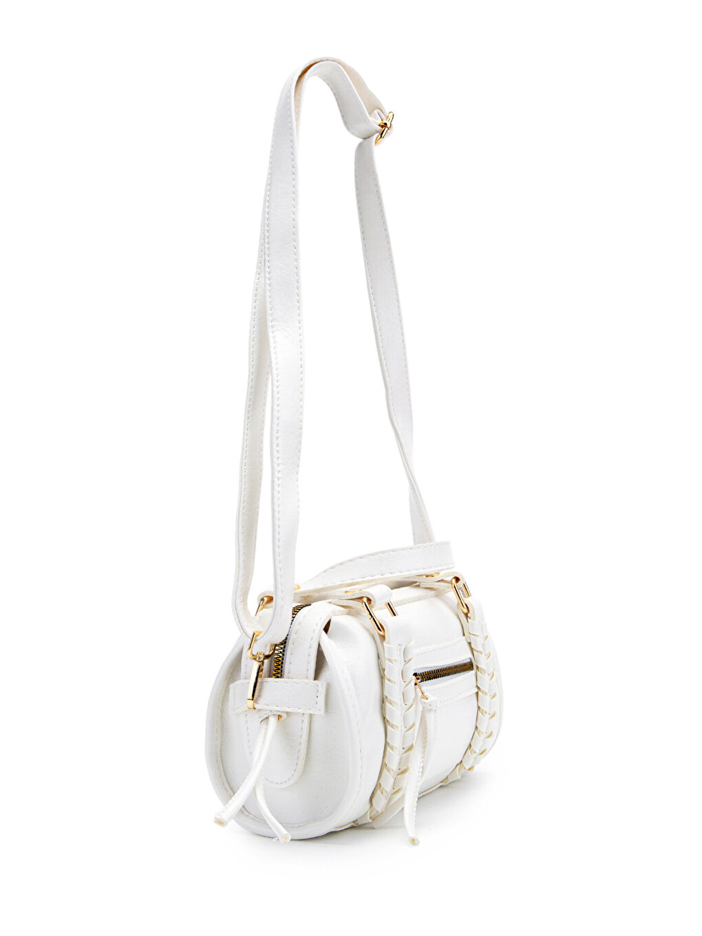 Örgü Ve Sarkıt Detaylı Jimmy Kadın Çapraz Çanta Beyaz-4