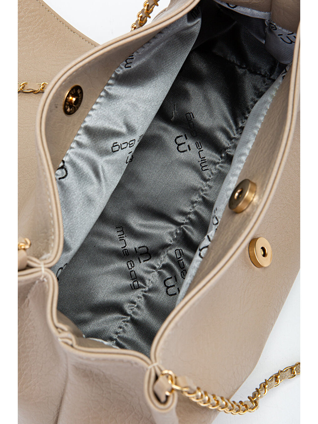 Kapaklı Zarif Tasarım Sarrah Kadın Omuz Çanta Bej-3