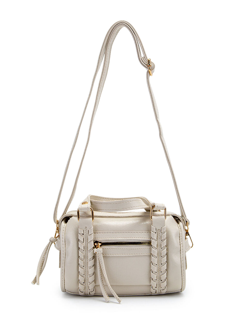 Ekru Örgü Ve Sarkıt Detaylı Jimmy Kadın Çapraz Çanta Krem-3