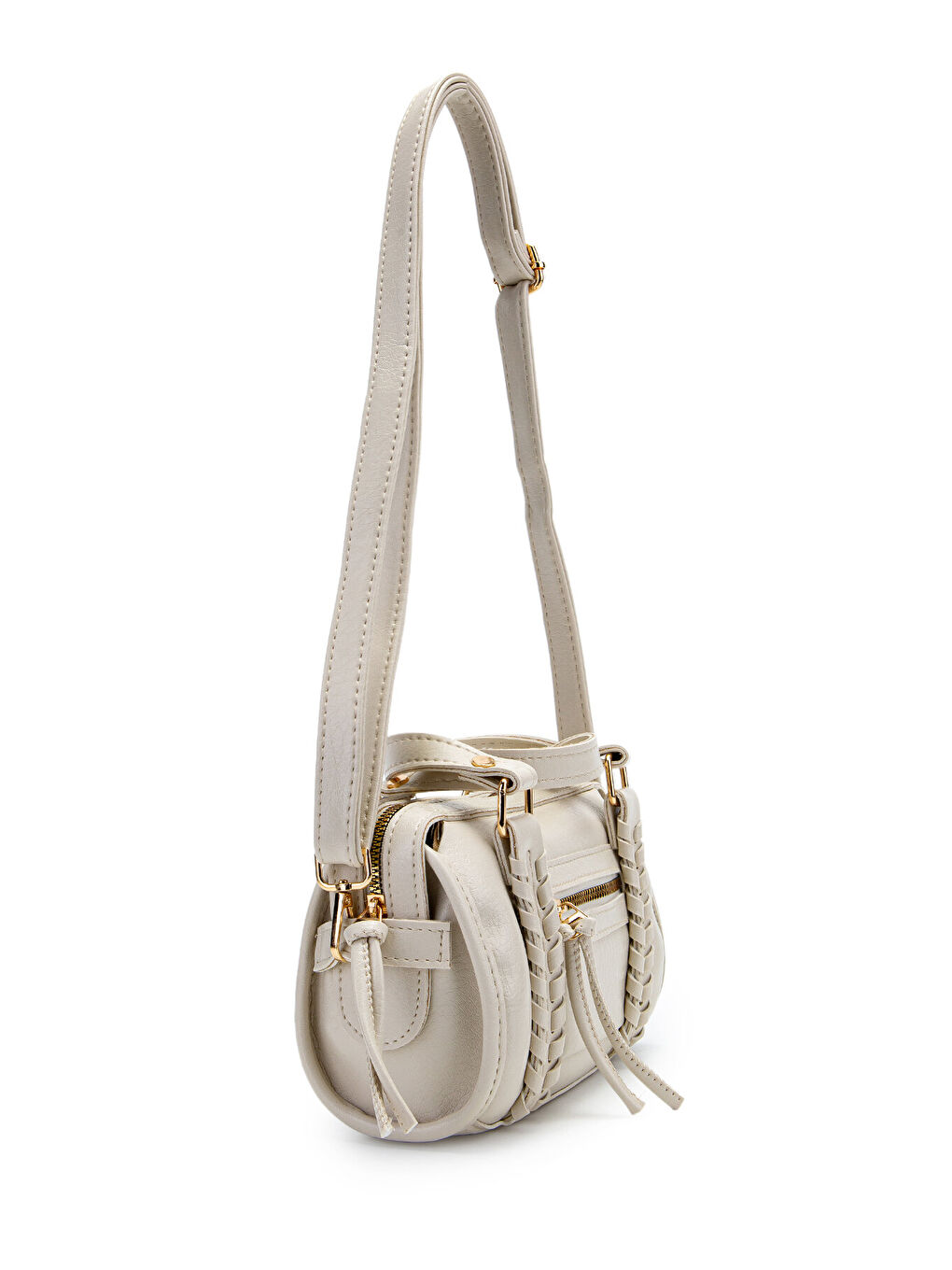 Ekru Örgü Ve Sarkıt Detaylı Jimmy Kadın Çapraz Çanta Krem-4