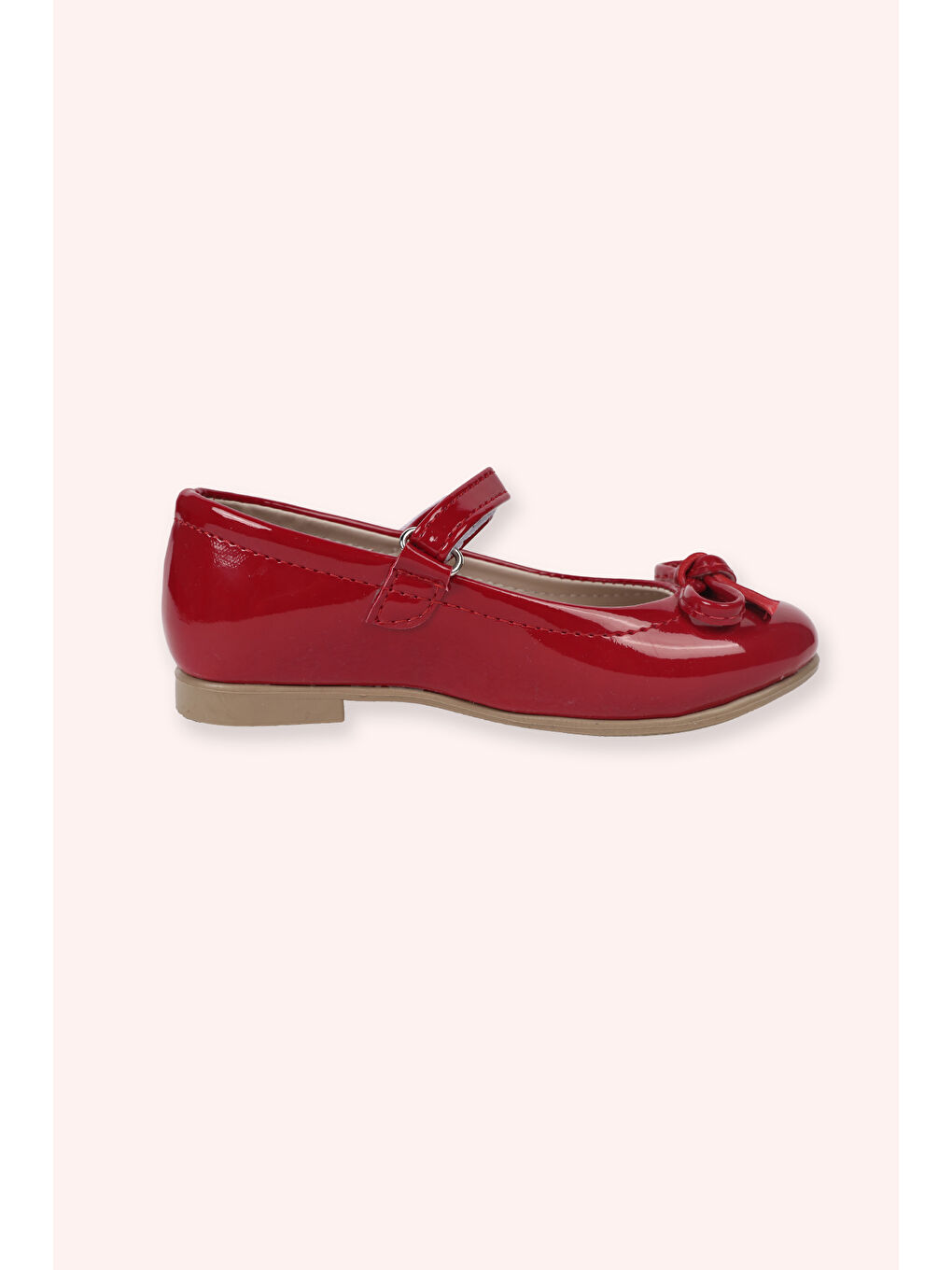 Kız Çocuk Kurdela Detaylı Kırmızı Babet-1