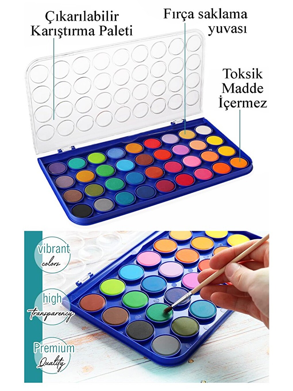 36 Renk Sulu Boya 30mm Büyük 1 Paket Giotto 36 Lı Suluboya Fırça Hediyeli Canlı Renkler Acquerelli K-1