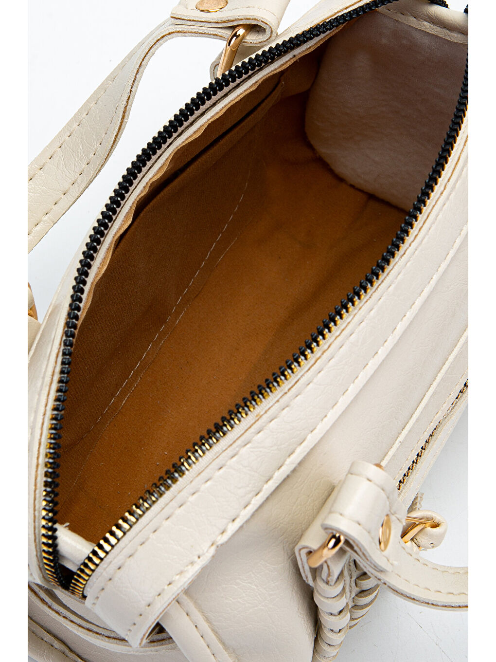 Ekru Örgü Ve Sarkıt Detaylı Jimmy Kadın Çapraz Çanta Krem-6