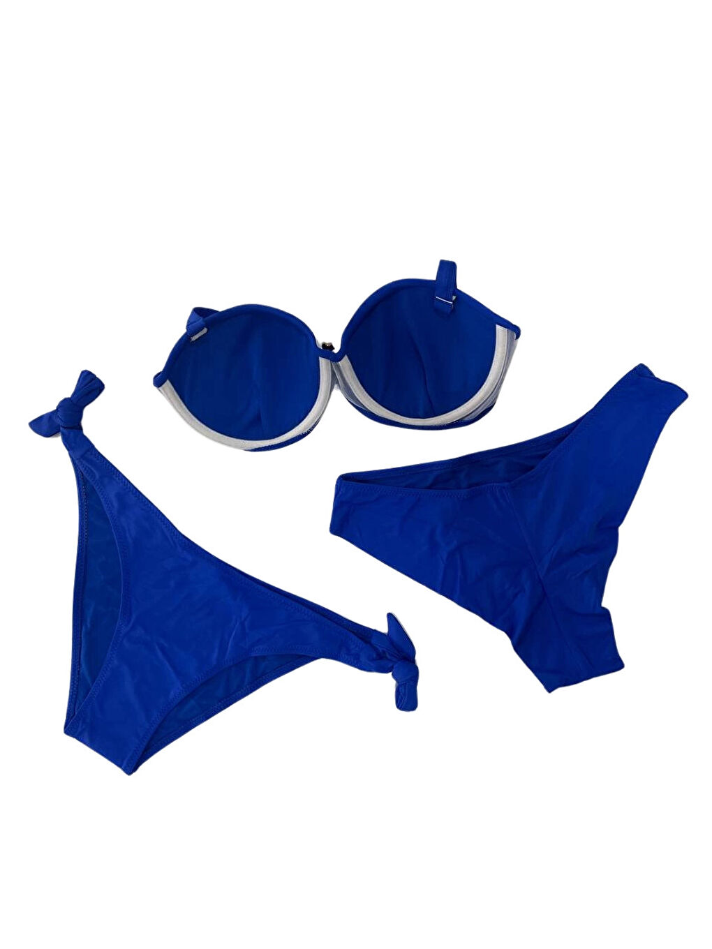 Kadın Saks Mavi Taş İşlemeli Tokalı Astarlı Bikini Takım HZL24S-LC3306-1