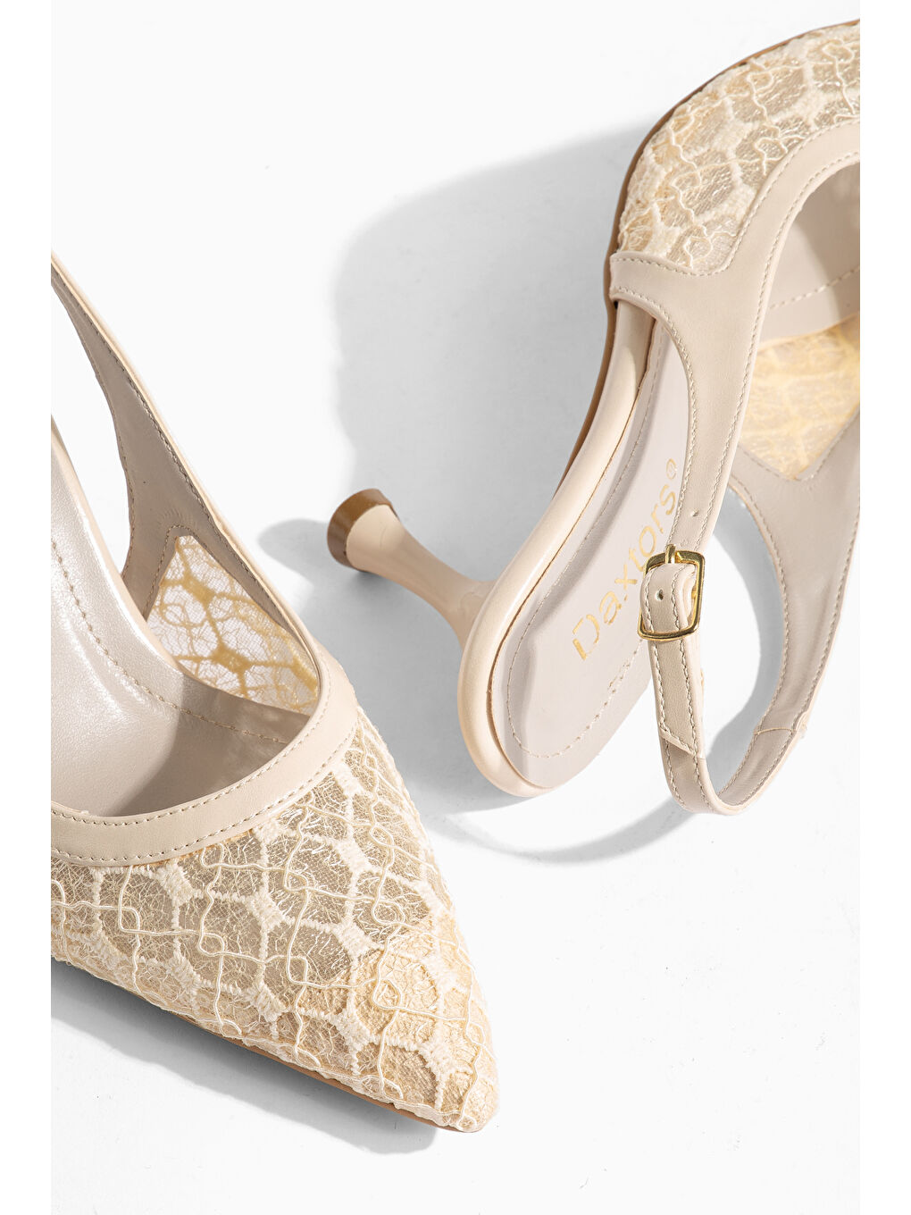 Bej D0144 Günlük Ortopedik Kadın Klasik Topuklu Ayakkabı-2