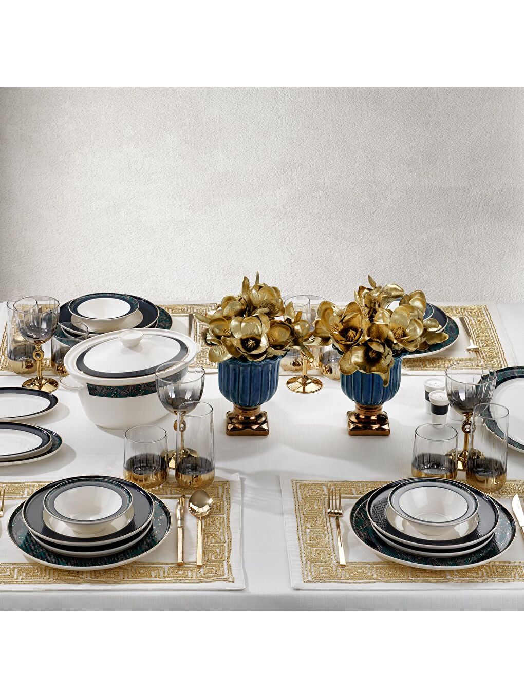 Queen Lucky Bone Yemek Takımı 60 Parça-Yeşil-1