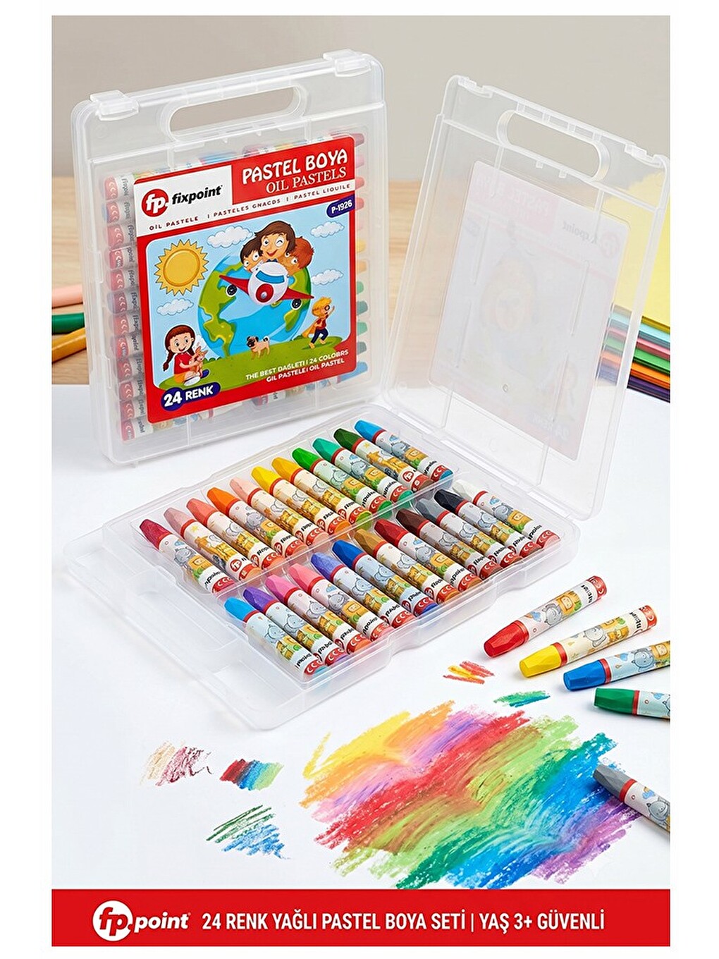 24 Renk Pastel Boya Plastik Çantalı 1 Paket Fixpoint 24 Lü Pastel Boya Çok Renkli Pastel Boya Resim
