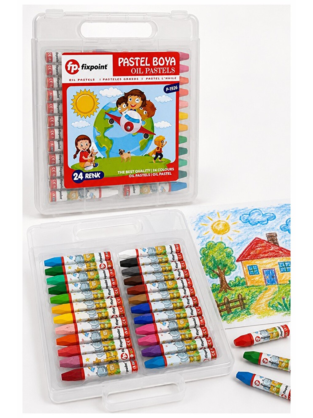 24 Renk Pastel Boya Plastik Çantalı 1 Paket Fixpoint 24 Lü Pastel Boya Çok Renkli Pastel Boya Resim-1