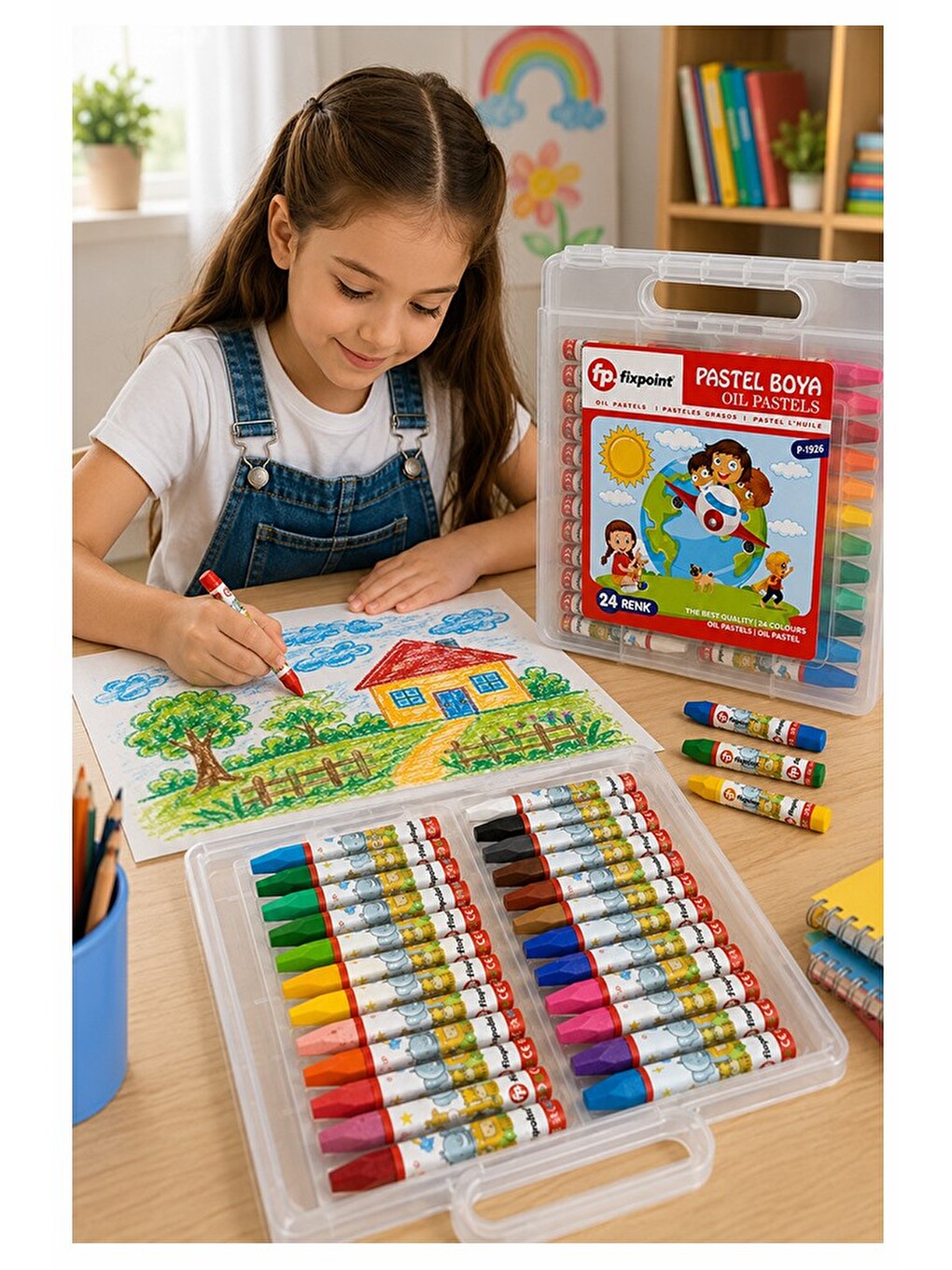 24 Renk Pastel Boya Plastik Çantalı 1 Paket Fixpoint 24 Lü Pastel Boya Çok Renkli Pastel Boya Resim-3