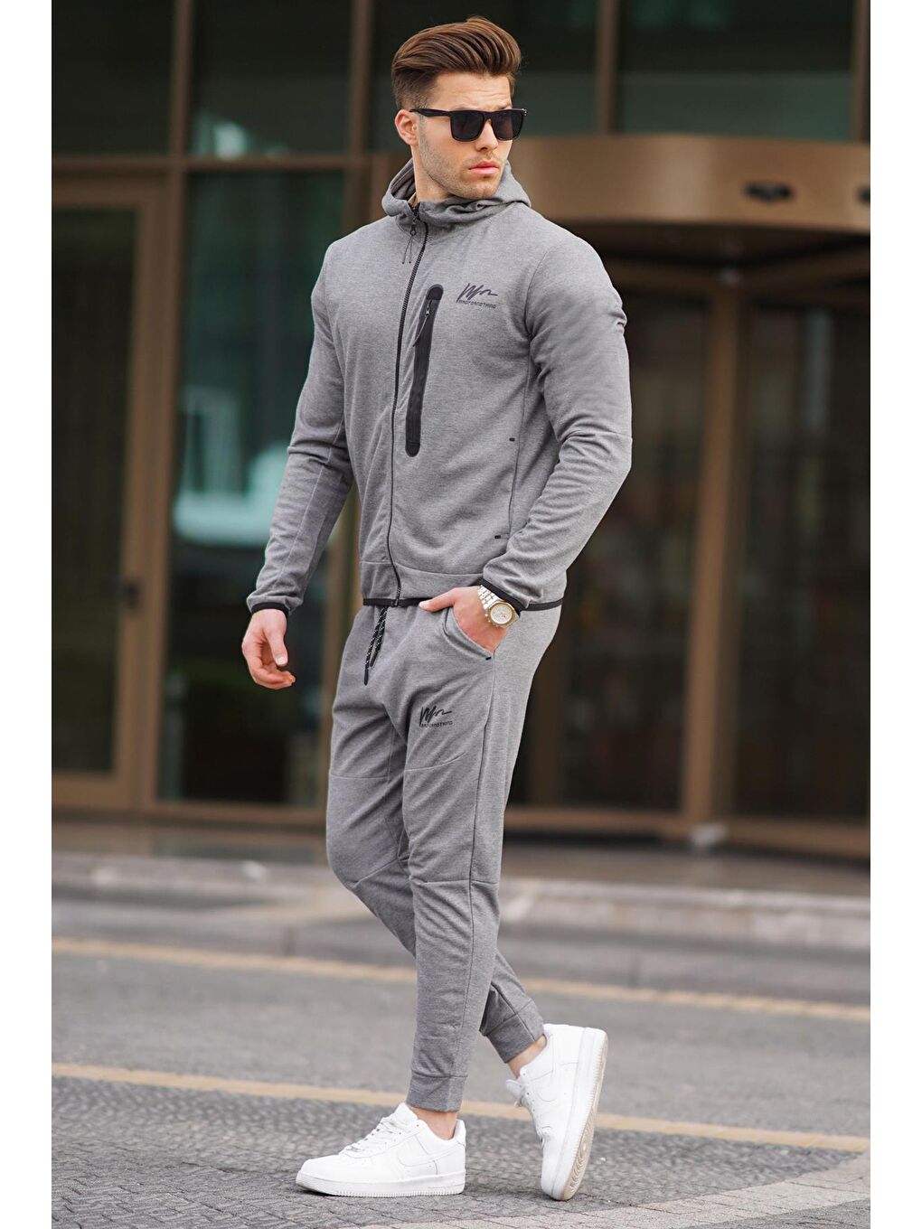 Antrasit Baskılı Regular Fit Erkek Eşofman Takımı