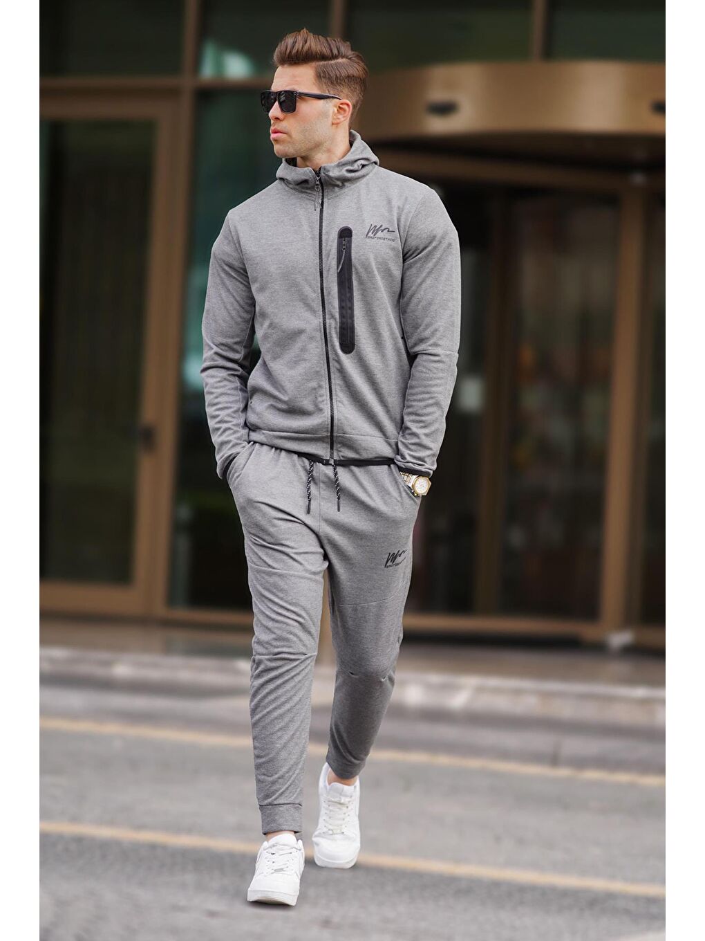 Antrasit Baskılı Regular Fit Erkek Eşofman Takımı-1