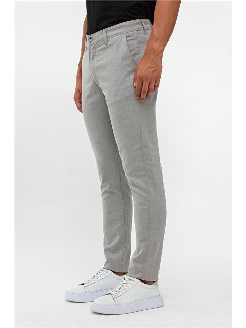 Gri Slim Desenli Pantolon-1